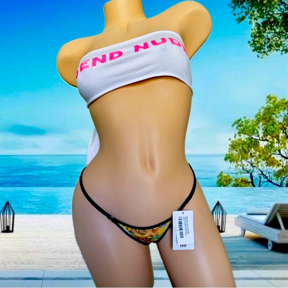 WICKED WEASEL 449 SMALL PARADISE YELLOW THONG BOTTOM.